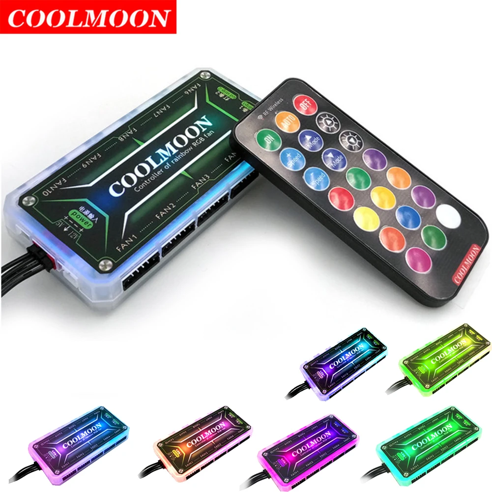 Fan Hub Rgb Controller - COOLMOON pengontrol RGB 12V 5A 6Pin