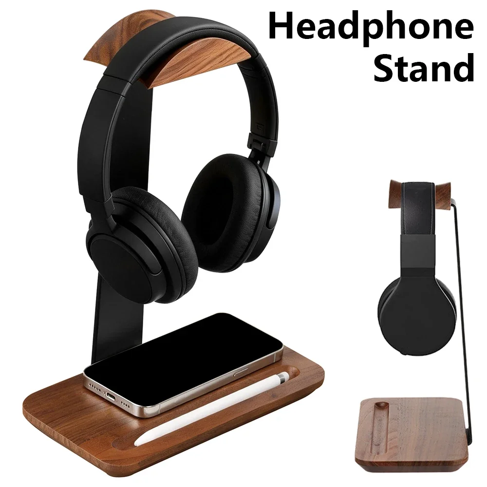 Gaming Accessories For Setup - Penyangga Headphone Kayu Universal dengan Alas
