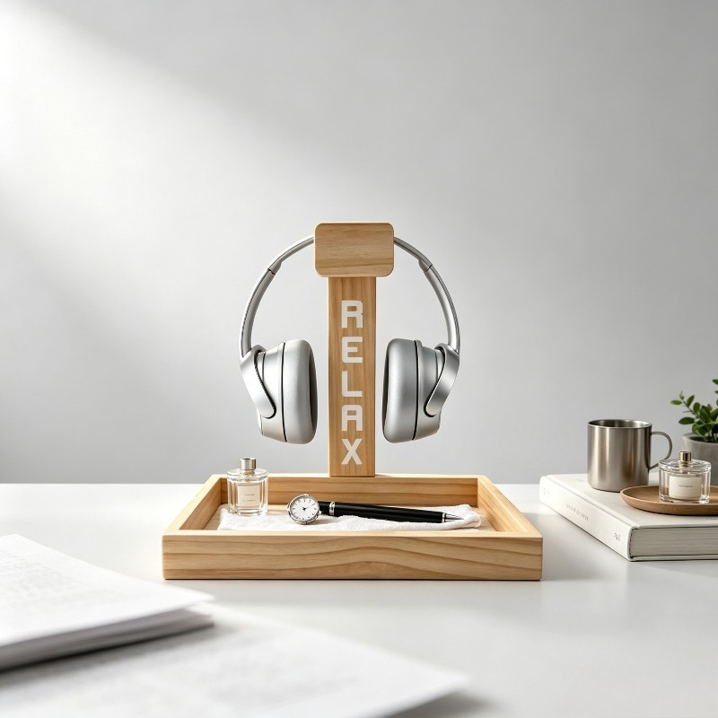 Gaming Accessories Organizer - Penyangga Headset Gaming Kayu, Rak Penyimpanan