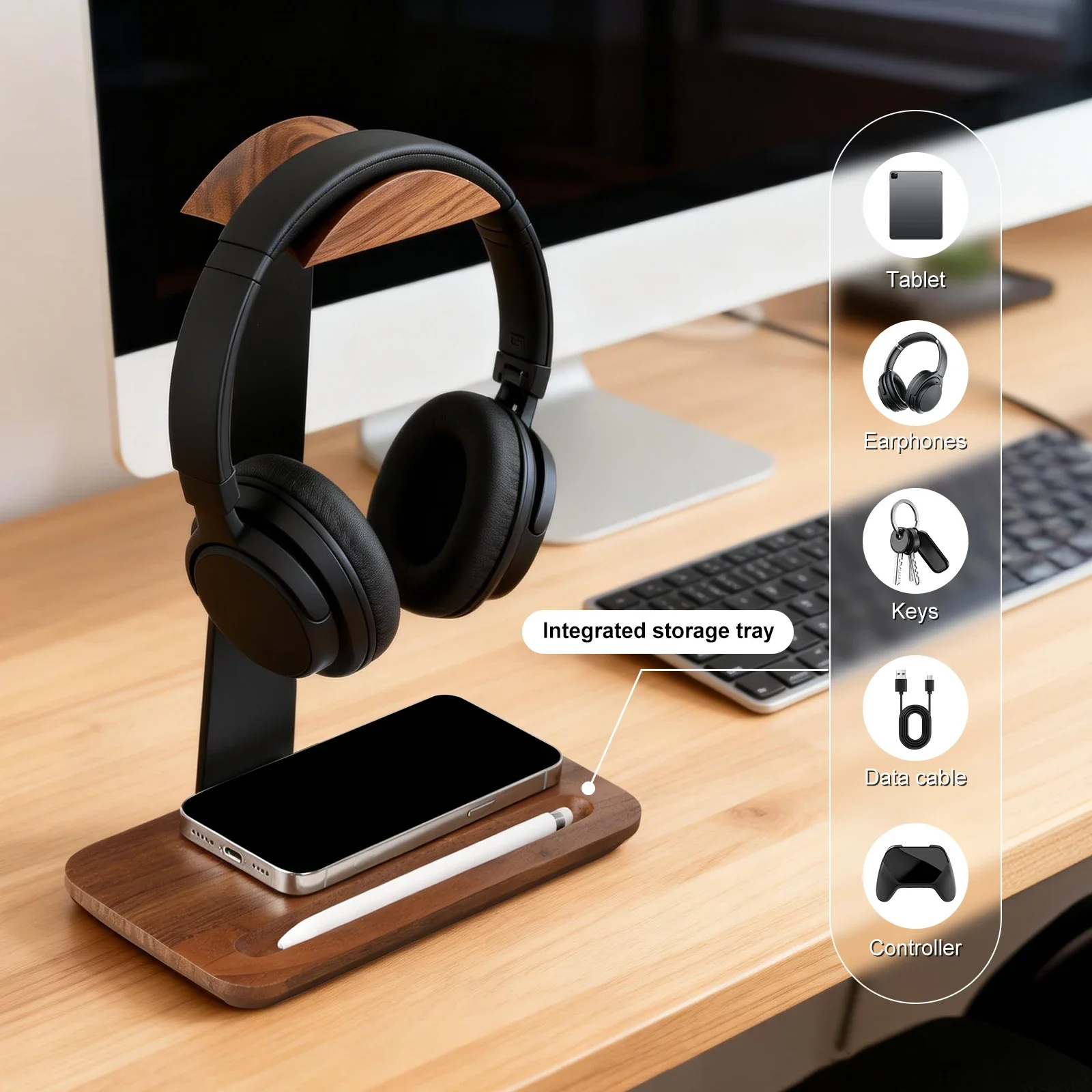 Penyangga Headphone Kayu Unive - Gaming Accessories For Setup ulasan dan harga